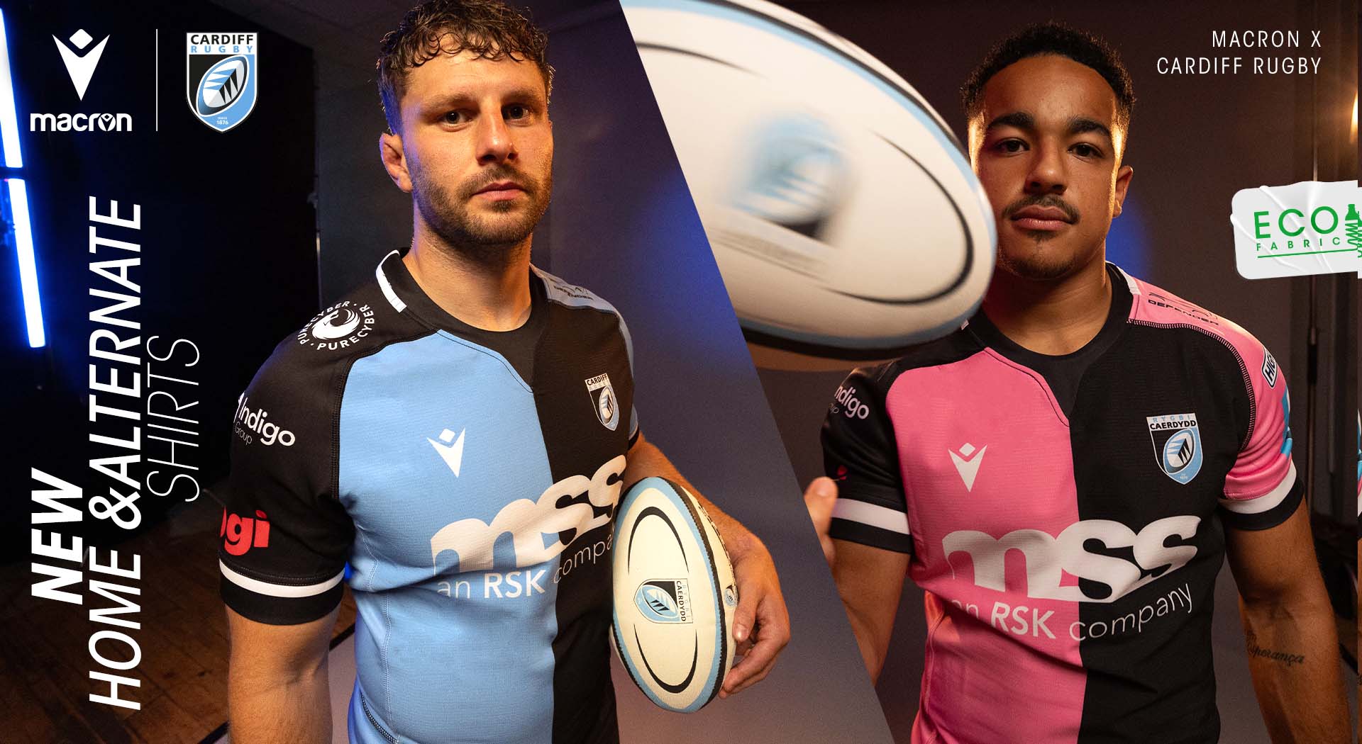 Cardiff Rugby’s new kits for 23-24 come in Blue, Black and Pink